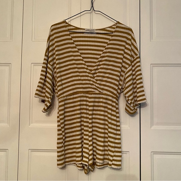 Urban Outfitters romper rib knit maize surplus stripe romper medium - Picture 6 of 13
